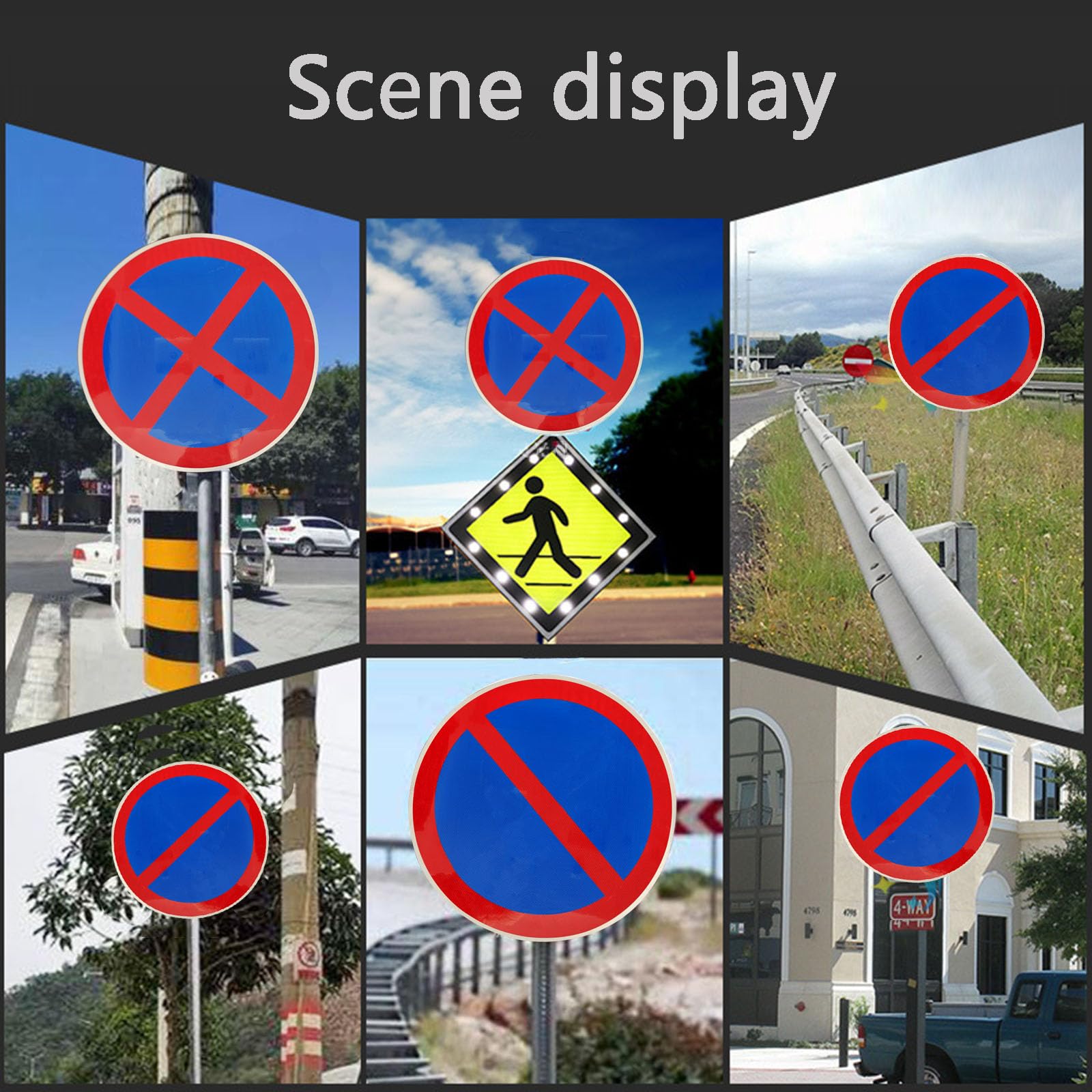No Parking at Any Time Sign Outdoor No Parking Sign Do Not Block Gate Signs Durable Aluminum Reflective Red Blue UV Resistant Waterproof Anti-rust with Accessories (1PC, 60cm)