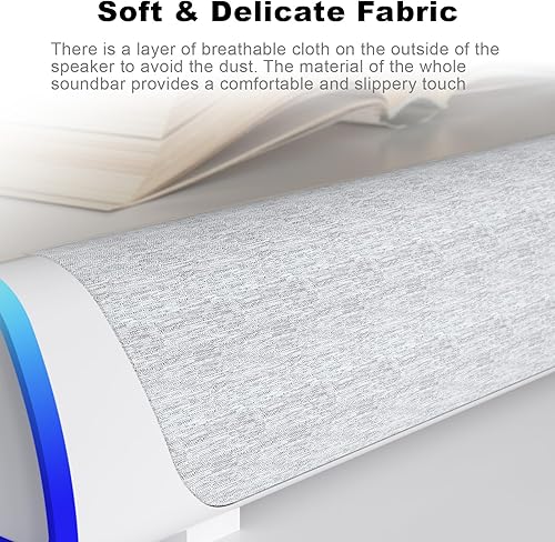 Vista 36 de SOULION R30 Plus - Altavoces Bluetooth para computadora de escritorio, 6 modos de luces LED con botón de control todo en uno, barra de sonido Blanco