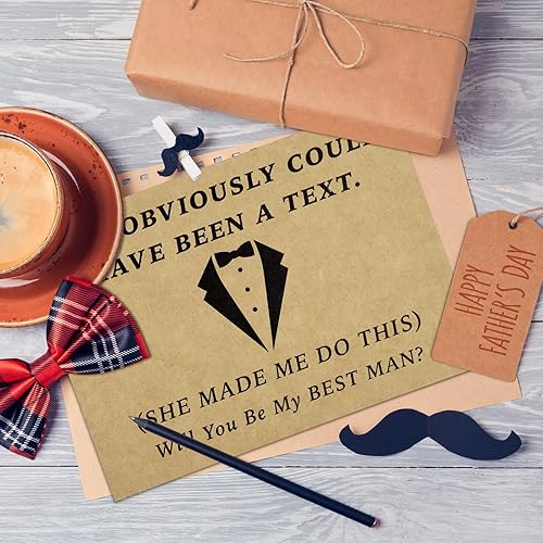 Miniatura 6 de Teling 8 tarjetas divertidas de propuesta de regalo para padrinos de boda, 7 tarjetas divertidas de Will You Be My Groomsman y 1 tarjeta Will You Be