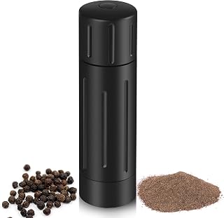 POPWOODSHome Aluminum Pepper Grinder Mill - Professional Manual High Output, 12-Stage Adjustable Coarseness, Easy Refill Lock