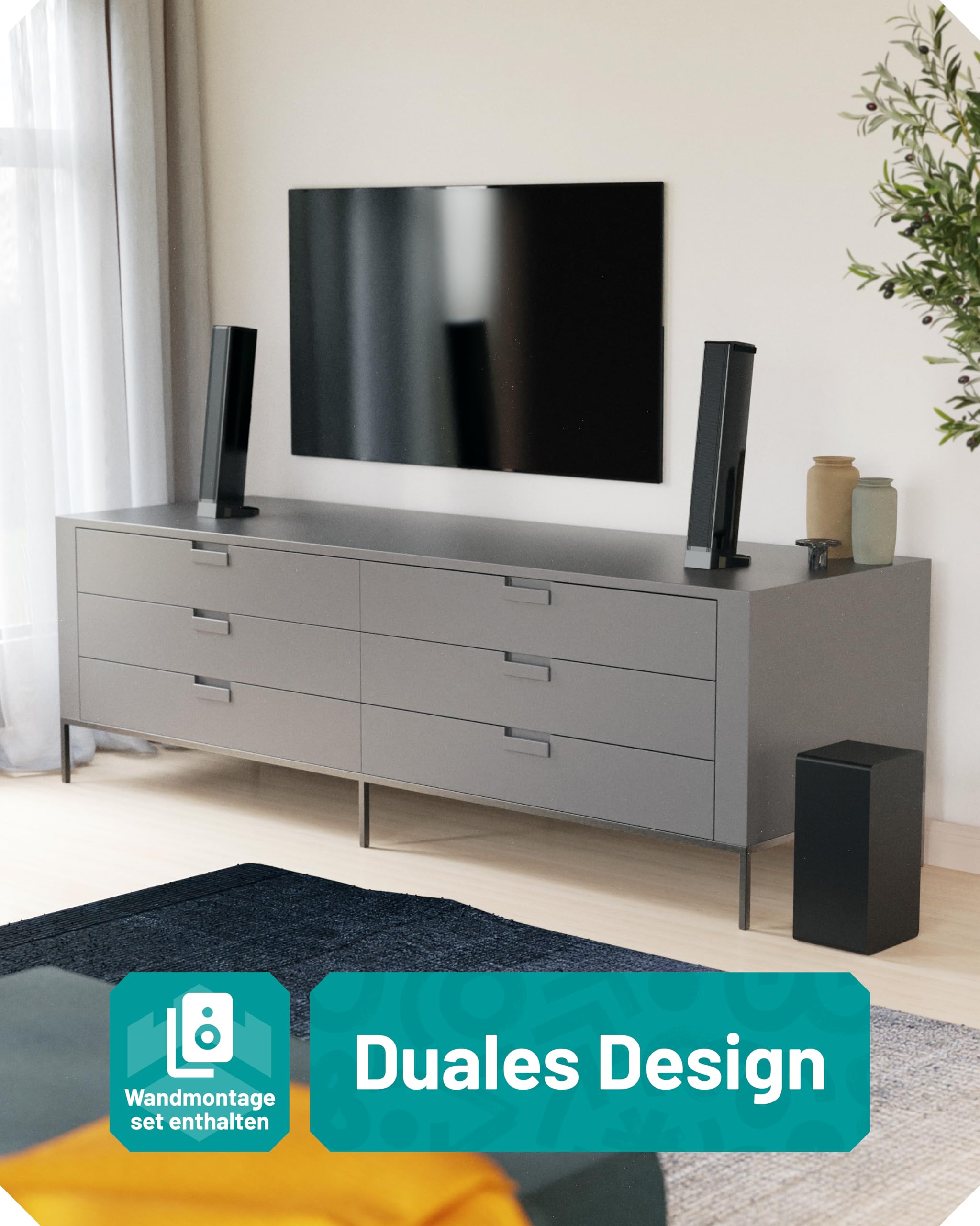 Oakcastle SB80 Xtra Soundbar für TV Geräte, 2-in-1-Abnehmbare Soundbar | 200W 2.1 Soundbar mit Subwoofer, Heimkino Soundsystem, HDMI ARC, Bluetooth 5.3, Inklusive Wandmontage-Set & Fernbedienung