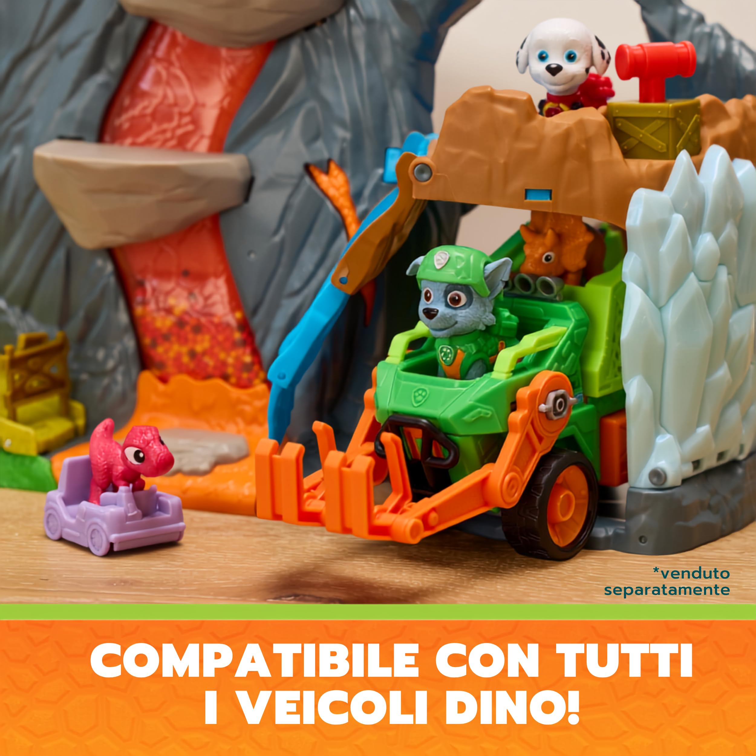 Paw Patrol, Dino Movie, Set di Gioco Super Lava Blast Vulcano, 3+ Anni | Motricità Fine, Vulcano In Eruzione, Missione di Salvataggio, Arrampicata, Gioco Di Fantasia