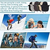 Vista 7 de Therwen 6 sombreros de sol unisex para hombres y mujeres, sombrero de safari de ala ancha, protección solar UV con solapa para el cuello