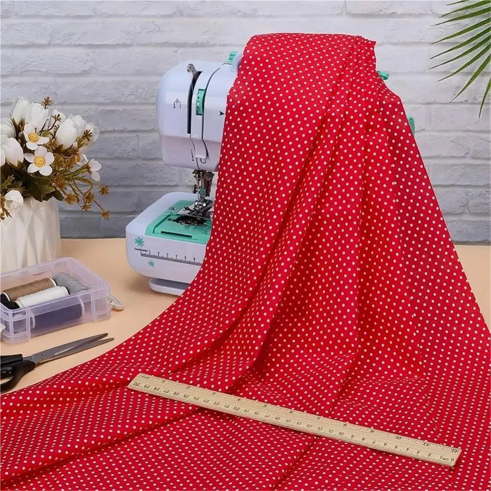 Tela de lunares Paquetes de acolchado cuartos gordos Mini lunares rojos, tela retales algodón 40x62 pulgadas, costura for manualidades hechas a mano