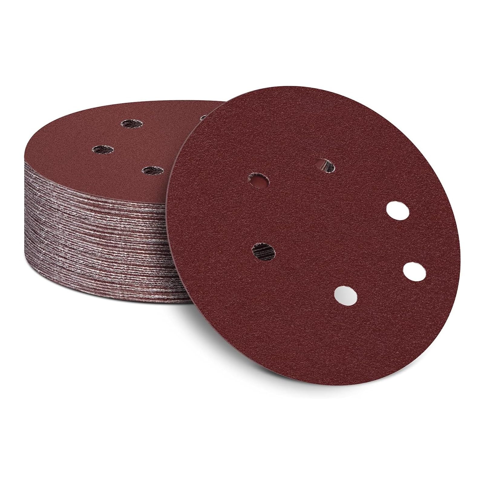 150mm Sanding Discs 120 Grit Sandpaper Sheet, 25Pcs Orbital Sander Discs Hook and Loop, 150mm Sanding Pads for Random Orbital Sander(6 Inch, 6 Holes)