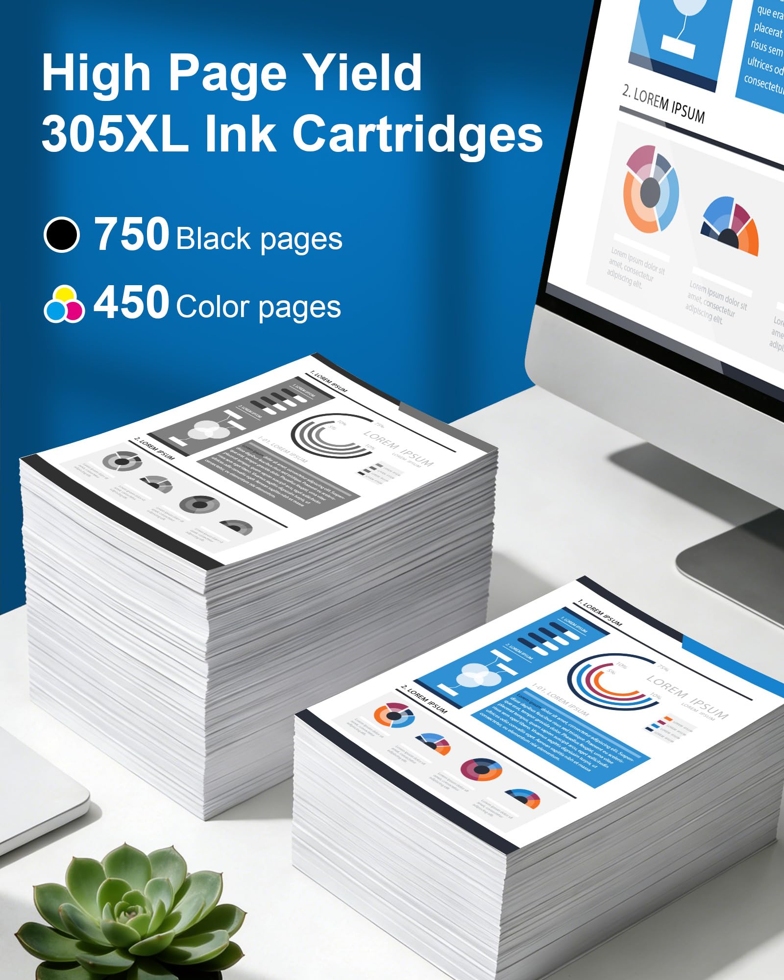 Cartuchos 305XL, Tinta Impresora 305 para HP 305 XL Negro y Color Multipack -1200 Pages-Compatible para DeskJet 2800e/ 2810e/ 2820e/ 2700/ 2720e/ Plus 4120/4110 pour HP 6000/ 6020e/ 6032e/ 6420e