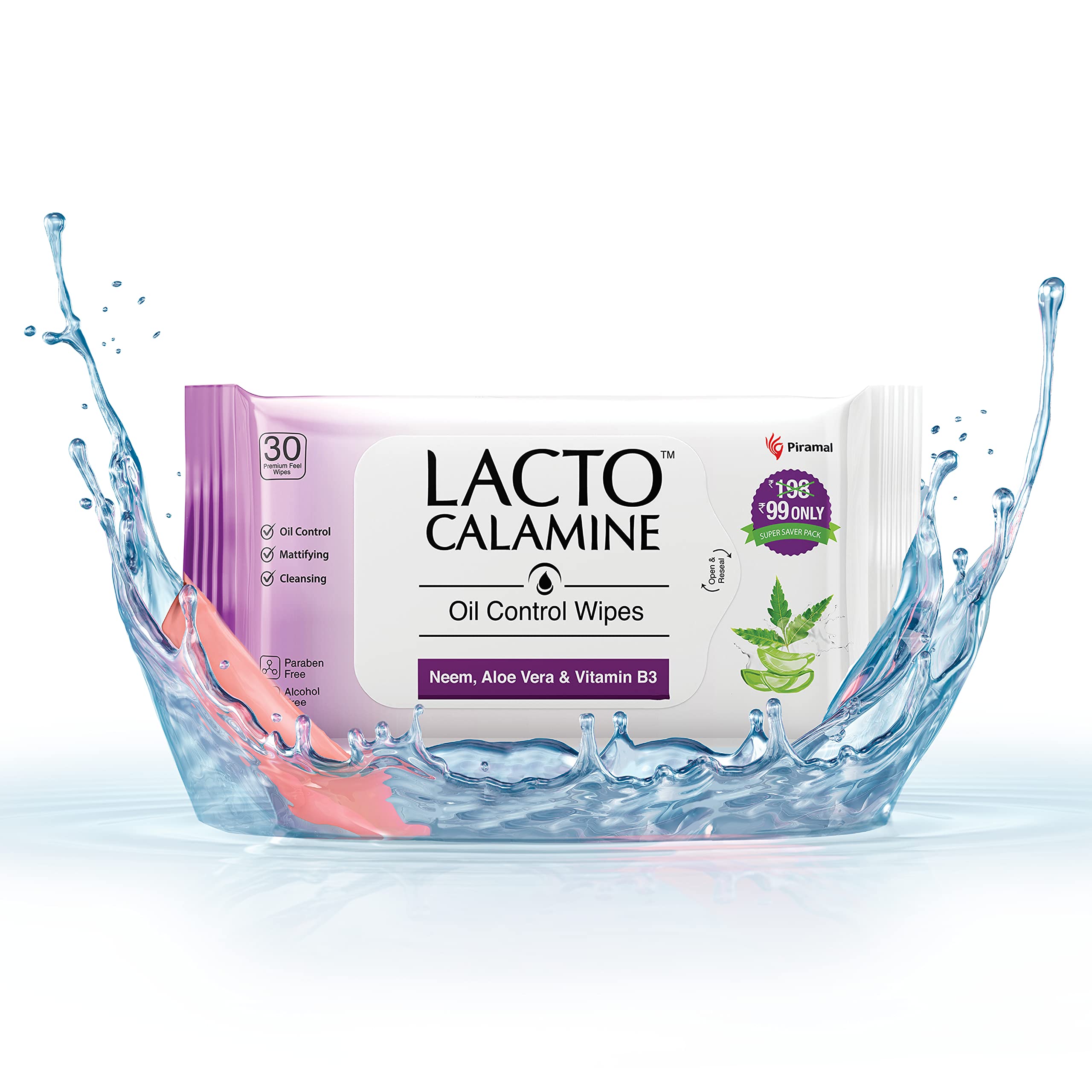 Buy Lacto Calamine Oil Control Face Wipes with Neem, B3 and Aloe Vera