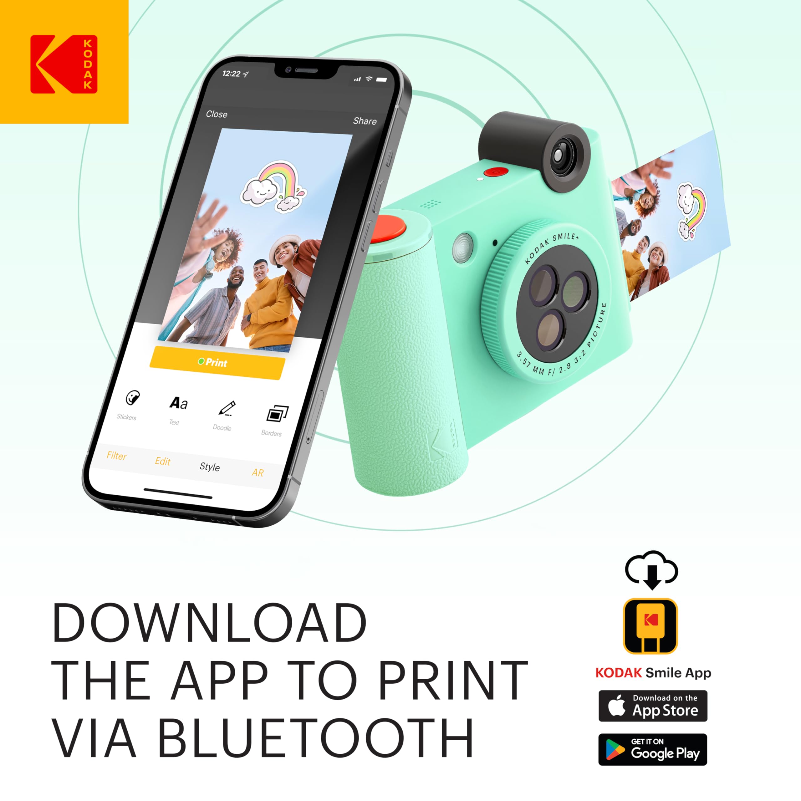KODAK Smile+ 2-in-1 Digital Instant Camera & Wireless Bluetooth Photo Printer, 10MP, Special-Effect Rotating Lens - Image 3