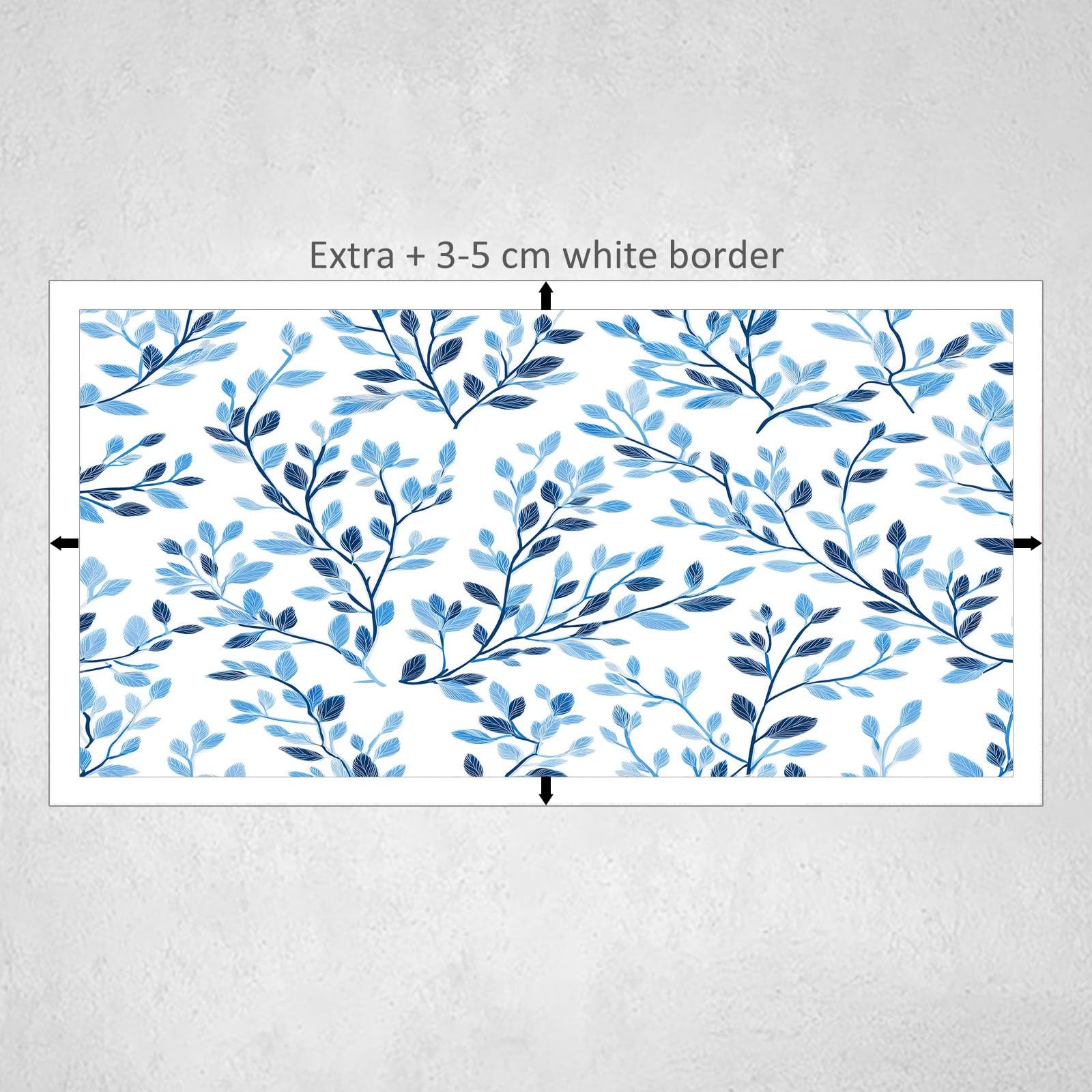 Generisch Aquarell Pflanzen Blau Zweige Blätter Modernes Leinwandbild 140L x 70B cm mit Rahmen, Skandinavisch XXL Wanddeko für Wohnzimmer Geschenk Idee Einzug - Hochwertiger Kunstdruck auf Holzrahmen