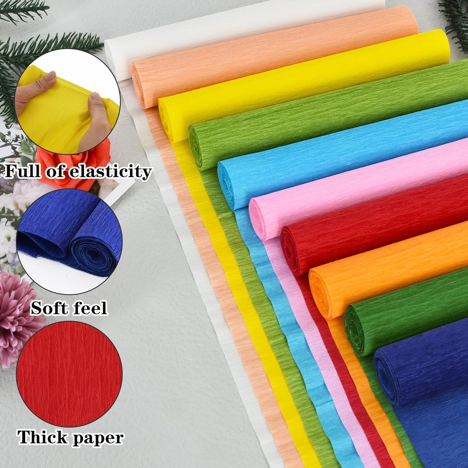 Light Orange Crepe Paper Roll, 20 Inch Wide 8ft Long Crepe Paper Sheet for Flower Making, Wedding Ceremony, Birthday Holiday Party Decoration,DIY Craft(2Rolls) 2