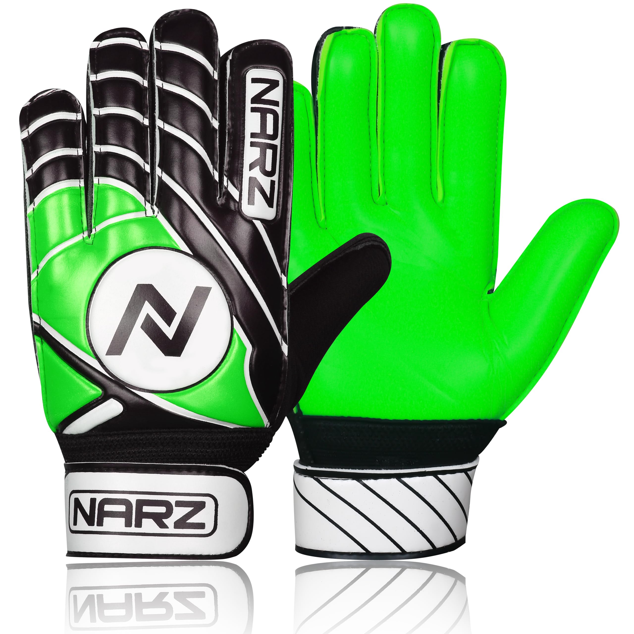 Goalkeeper Gloves for Kids with Super Grip Latex, Palm and Finger Protection, Excellent Wrist Support, Perfect for Soccer - Multicolor, Ages 5-12 Years
