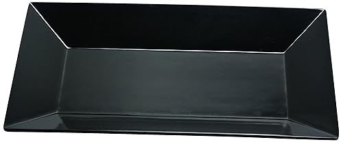 Yanco RM-210BK Roma Plato rectangular, 10 pulgadas de largo, 6 pulgadas de ancho, melamina, color negro, paquete de 24