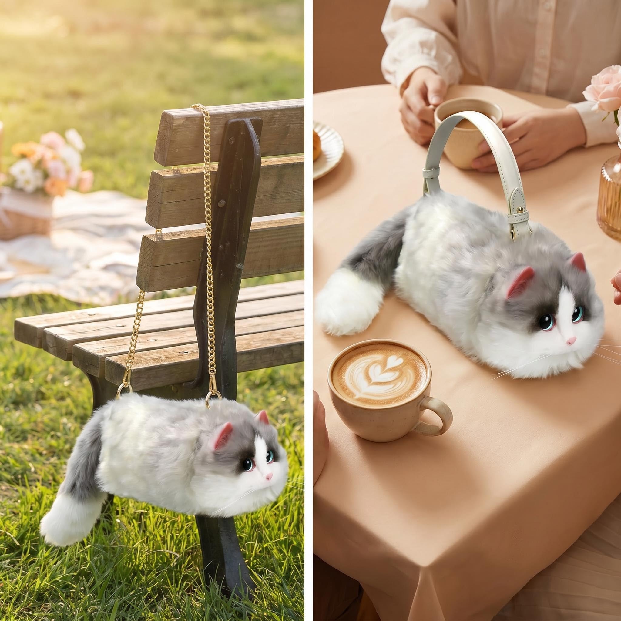 Cat Bag - Bolsa de gato de peluche Mujer