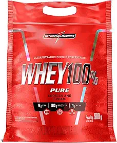 Integralmédica - Whey Protein Concentrado Cookies and Cream 100% Pure - 21g de Proteína por Scoop, Suplementação Alimentar Pós-Treino, Fórmula Enriquecida com BCAAs - Pouch 900g