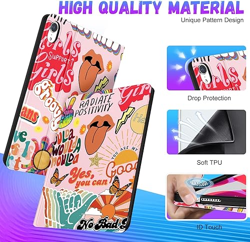 Miniatura 8 de Uppuppy Funda para Apple iPad Mini 6, para iPad Mini 6 generación, funda para niños, lindo folio, mujeres, adolescentes, niñas, sol, luna, negro,