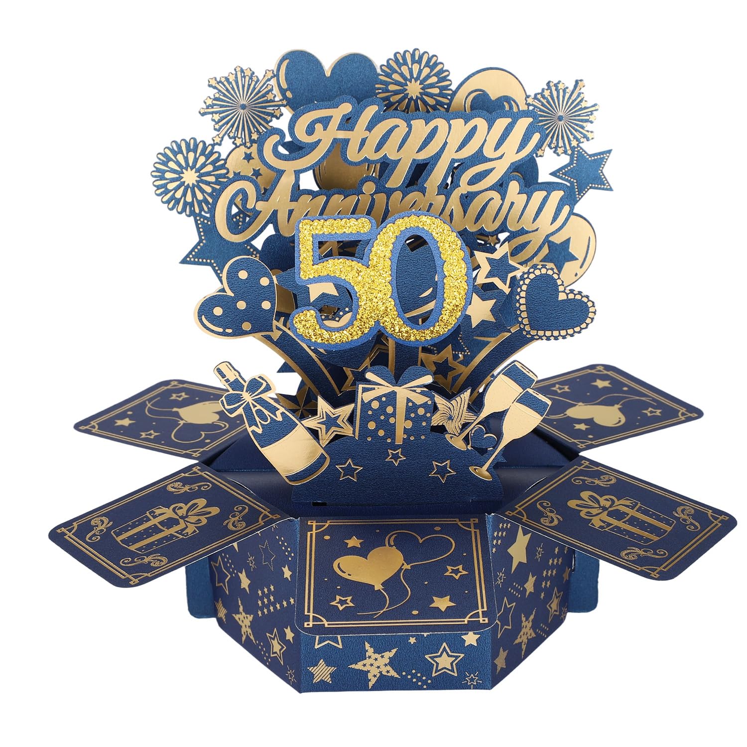 Happy Anniversary Pop-up Card, Colorful 3D Wedding Anniversary Cards with Envelopes Cool Birthday Pop-up Box for Men Women (50th) โ image 1