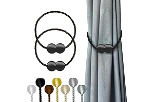 Hion Magnetic Curtain Tiebacks Black 2pcs, Decorative Towel Holder