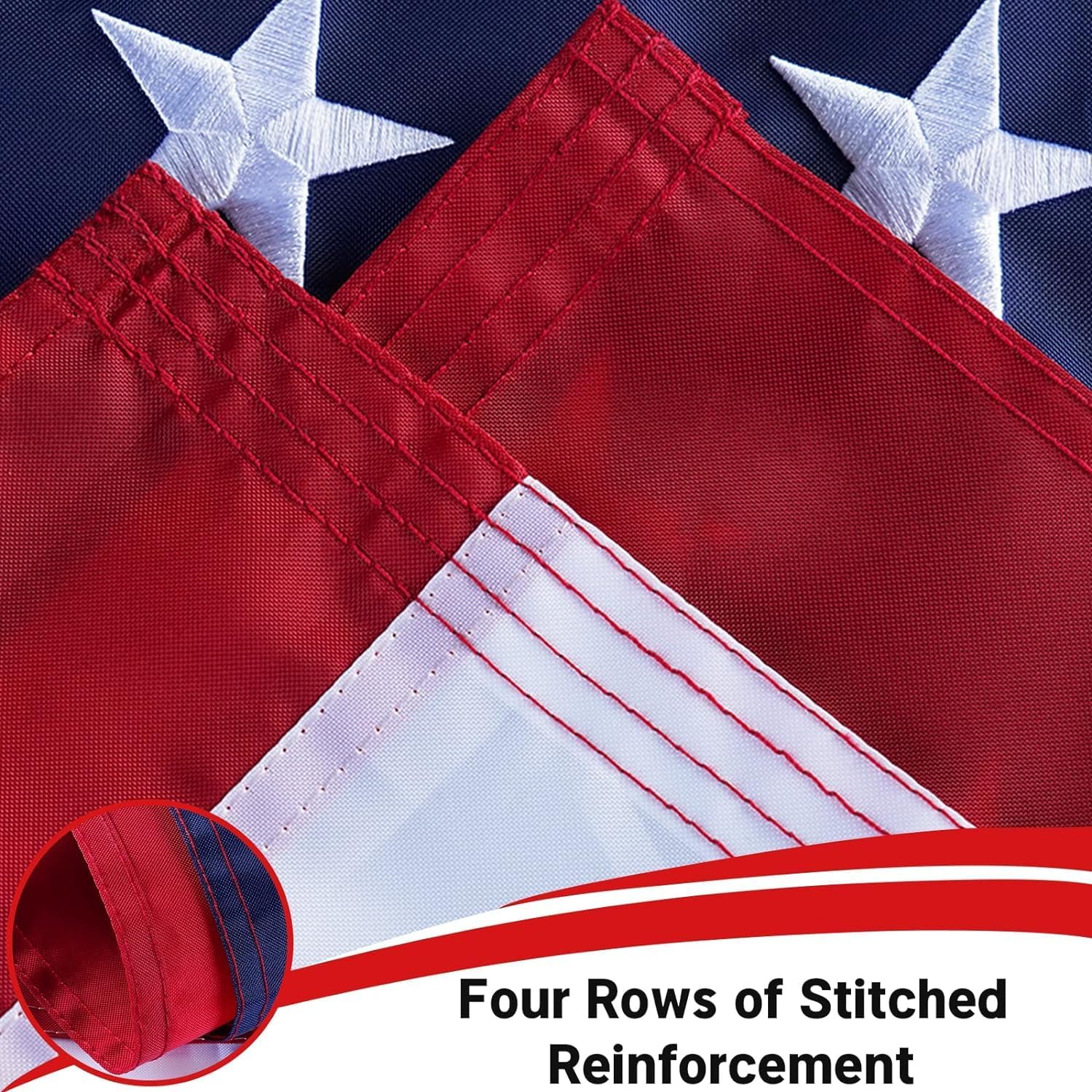 Cotton American Flag 3x5 ft Embroidered Outdoor US United USA Flags Heavy Duty, Cloth Fabric America Flag for Outside with 2 Brass Grommets - Image 6