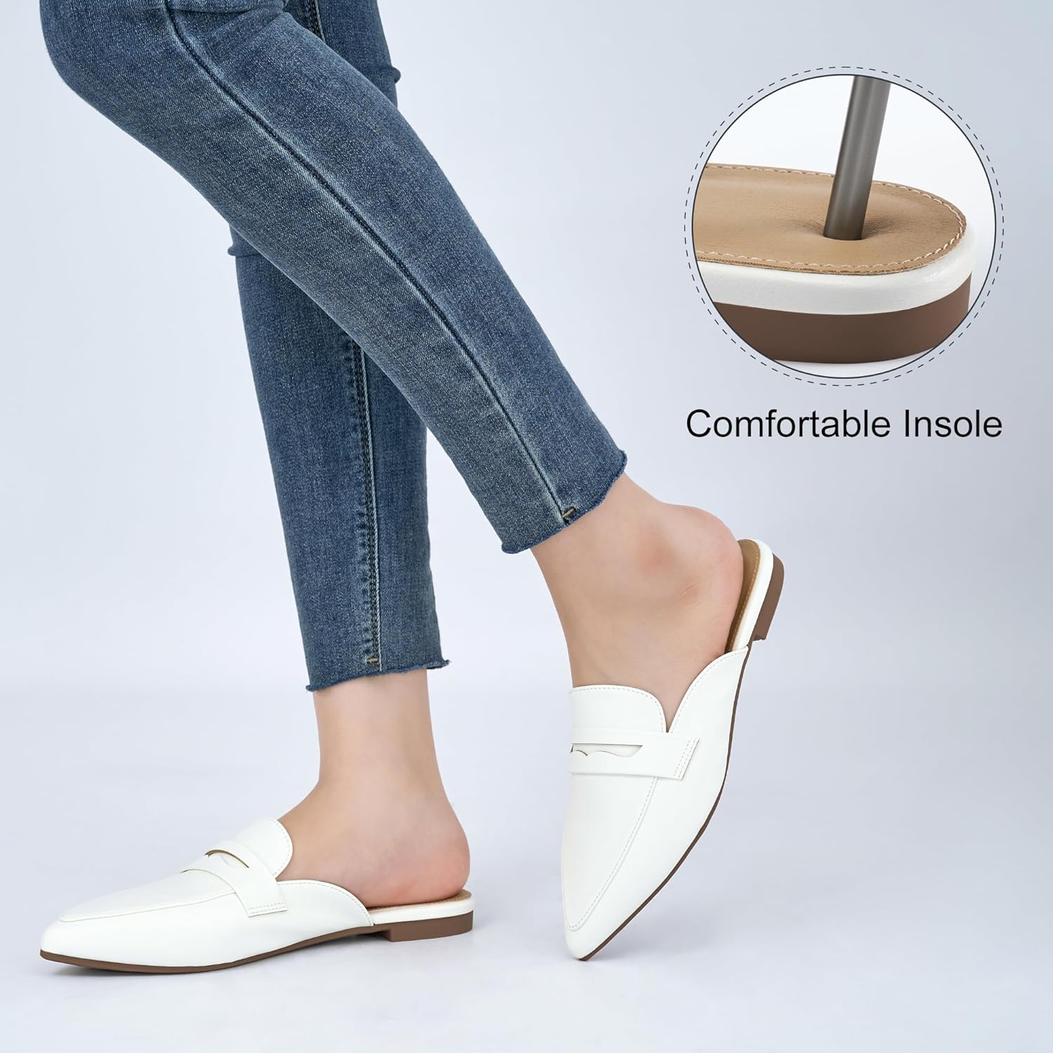 Mules for Women Slingback Flats: Comfortable Pointed Toe Backless Loafers Business Casual Shoes Dressy Slides 2026 - Image 6
