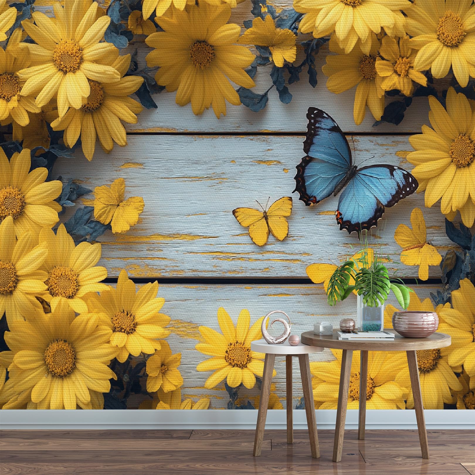 Papier Peint 3D Fleurs Papillon Tapisserie Murale Intissé Salon Chambre 300x230