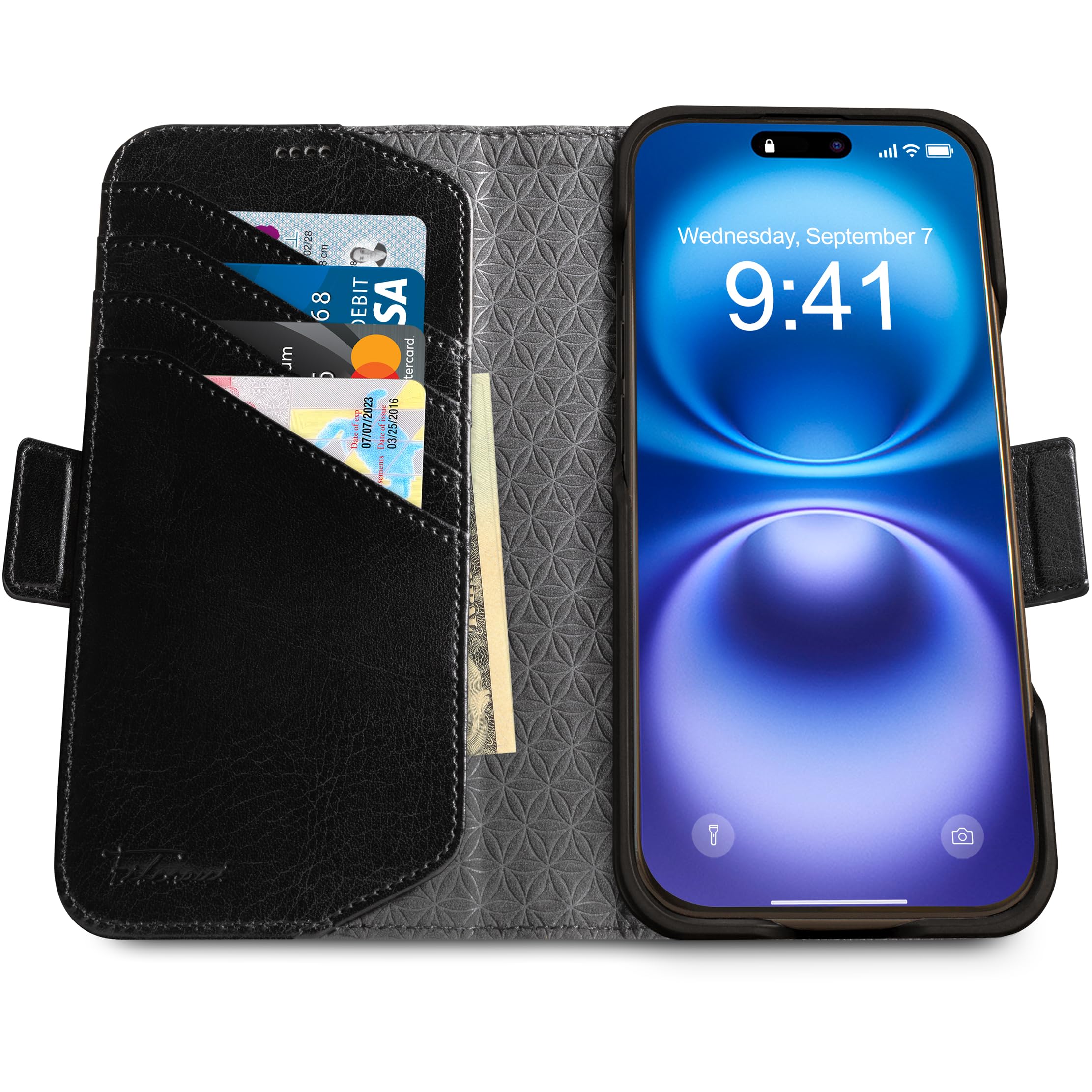 Dreem Fibonacci Wallet Case For IPhone 16 Pro Max - Vegan Leather With Kickstand, RFID Blocking & MagSafe