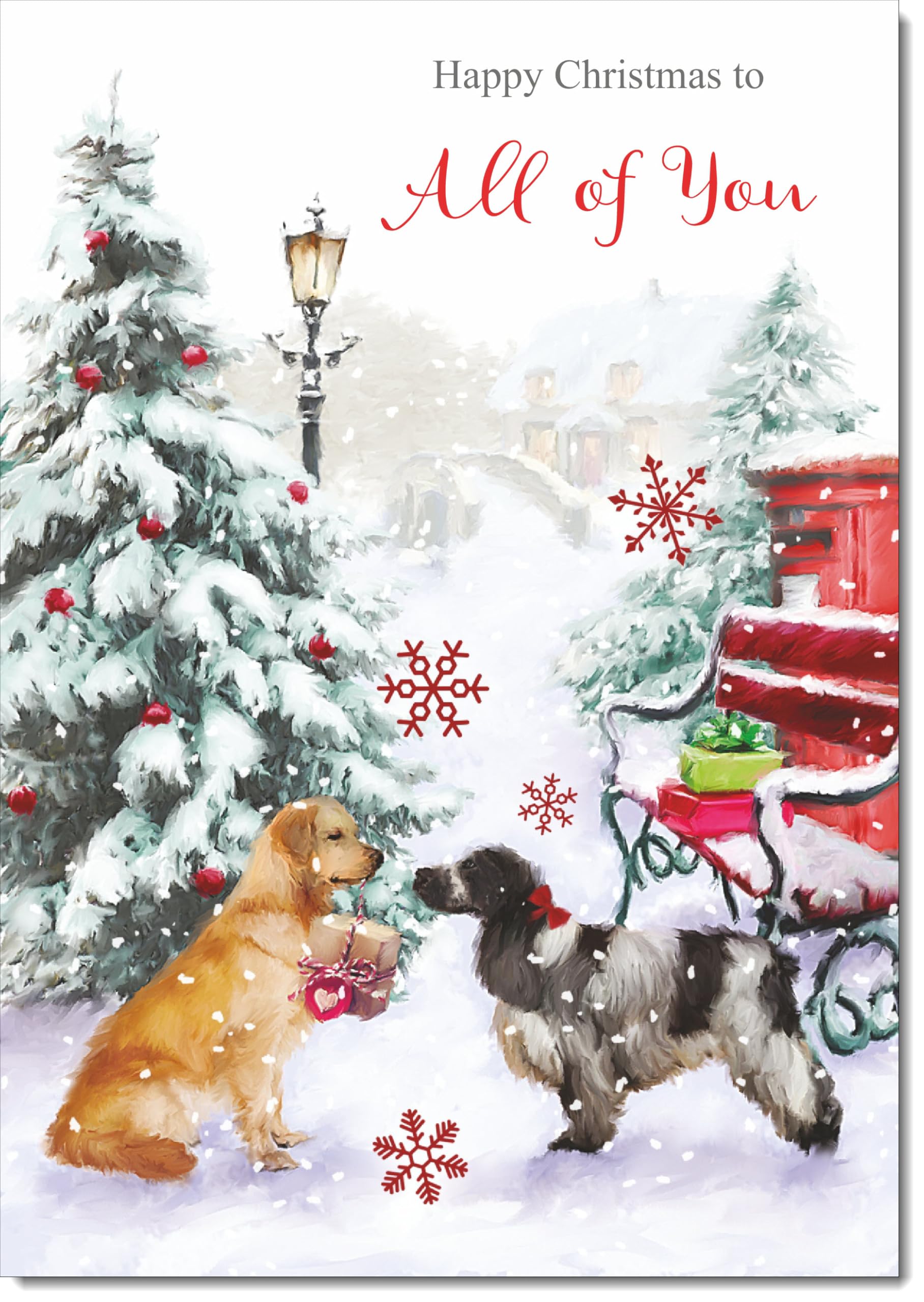 doodlecards To All Of You Christmas Card Two Dogs in Snow Large A4 Size Christmas Card for To All Of You with Plain Envelope — image 1