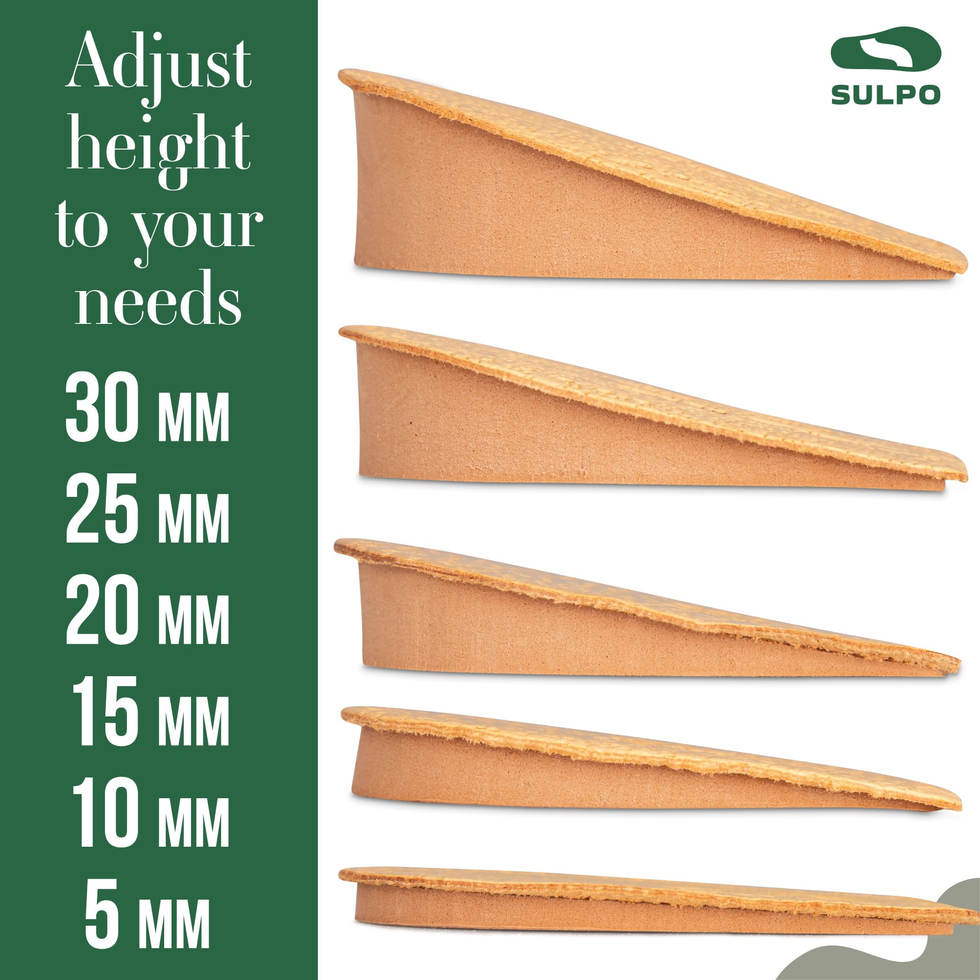 Sulpo 2 pares de talones para zapatos para hombres y mujeres - Plantillas de zapatos para mujer para levantar y levantar el talón, beige altura 5 mm, tamaño 41-46