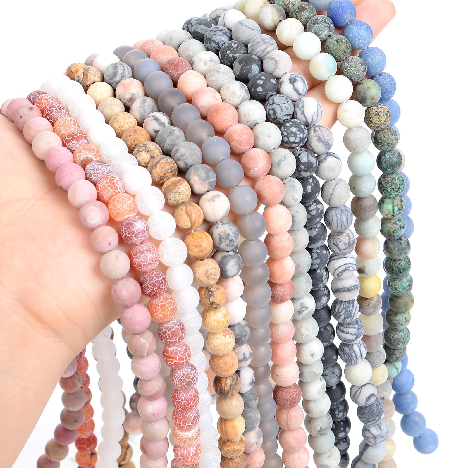 LYVQZPWLRsemillas de vidrio, Cuentas de piedra natural DIY, ágatas de rayas rosas esmeriladas, cuentas espaciadoras sueltas de madera, accesorios for pulseras y collares.(Black Agate,4mm- about 90pcs)