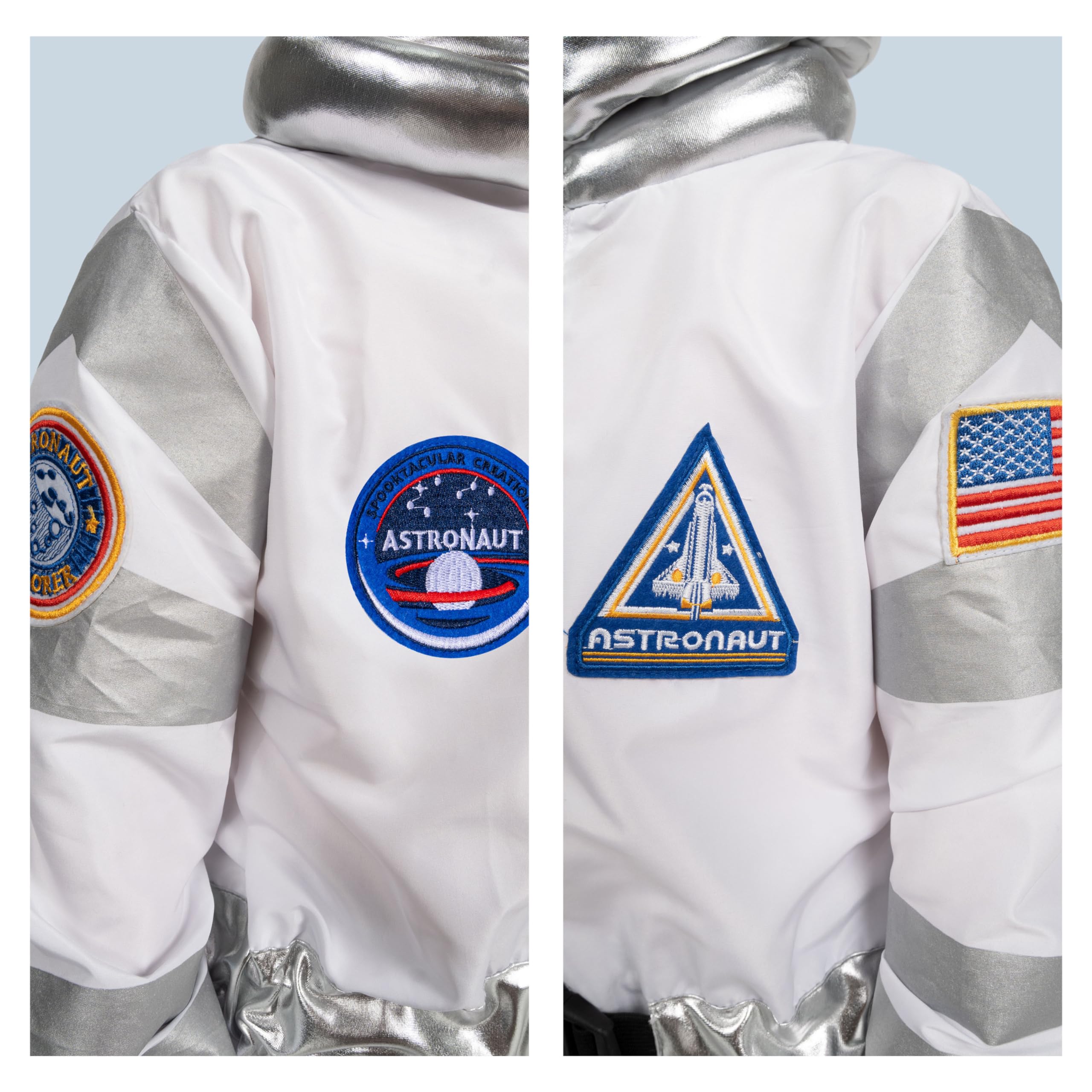 Spooktacular Creations Niebieski kostium astronauty z kaskiem dla dzieci, kombinezon kosmiczny, kostium astronauty NASA dla chłopców i dziewczynek, pretend Role Play Dress Up