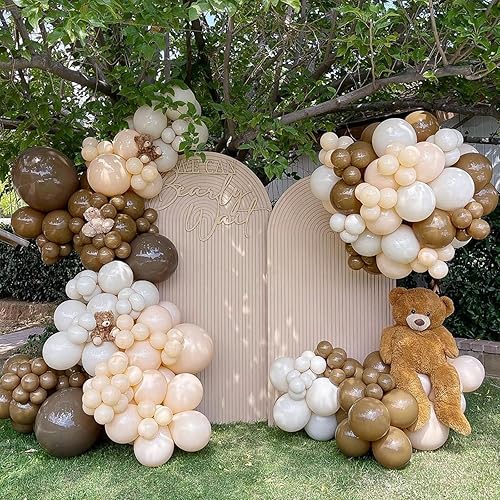 Miniatura 8 de NISOCY Kit de guirnalda de arco de globos marrones, 102 PIEZAS 18 pulgadas 12 pulgadas 10 pulgadas 5 pulgadas globos marrón oscuro de diferentes