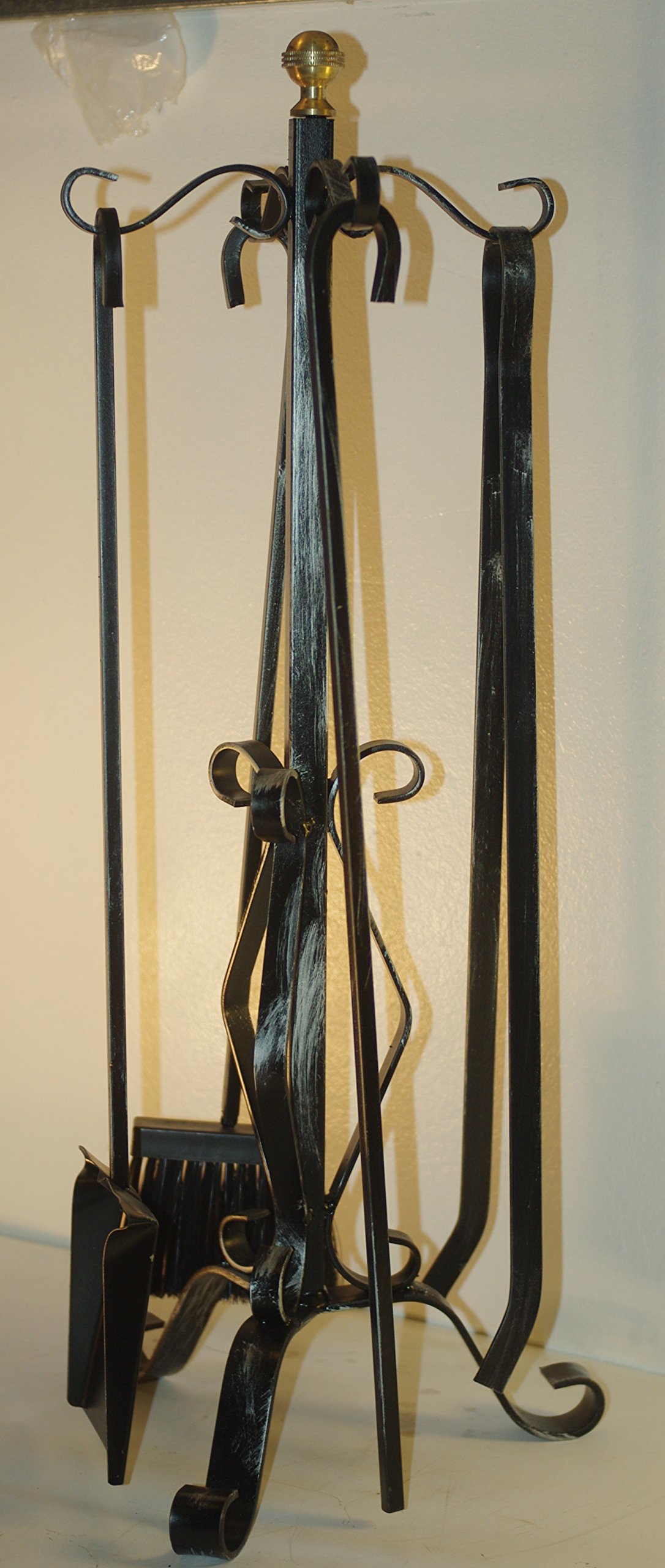 4-Piece Wrought Iron Fireplace Accessories Set with Stand, 70 cm Length