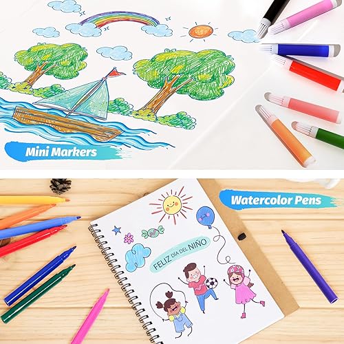 Miniatura 4 de GOTIDEAL Kit de dibujo para niños de 8 a 12 años, suministros de arte incluye pasteles, crayones, lápices de colores, acuarela, bloc de dibujo,