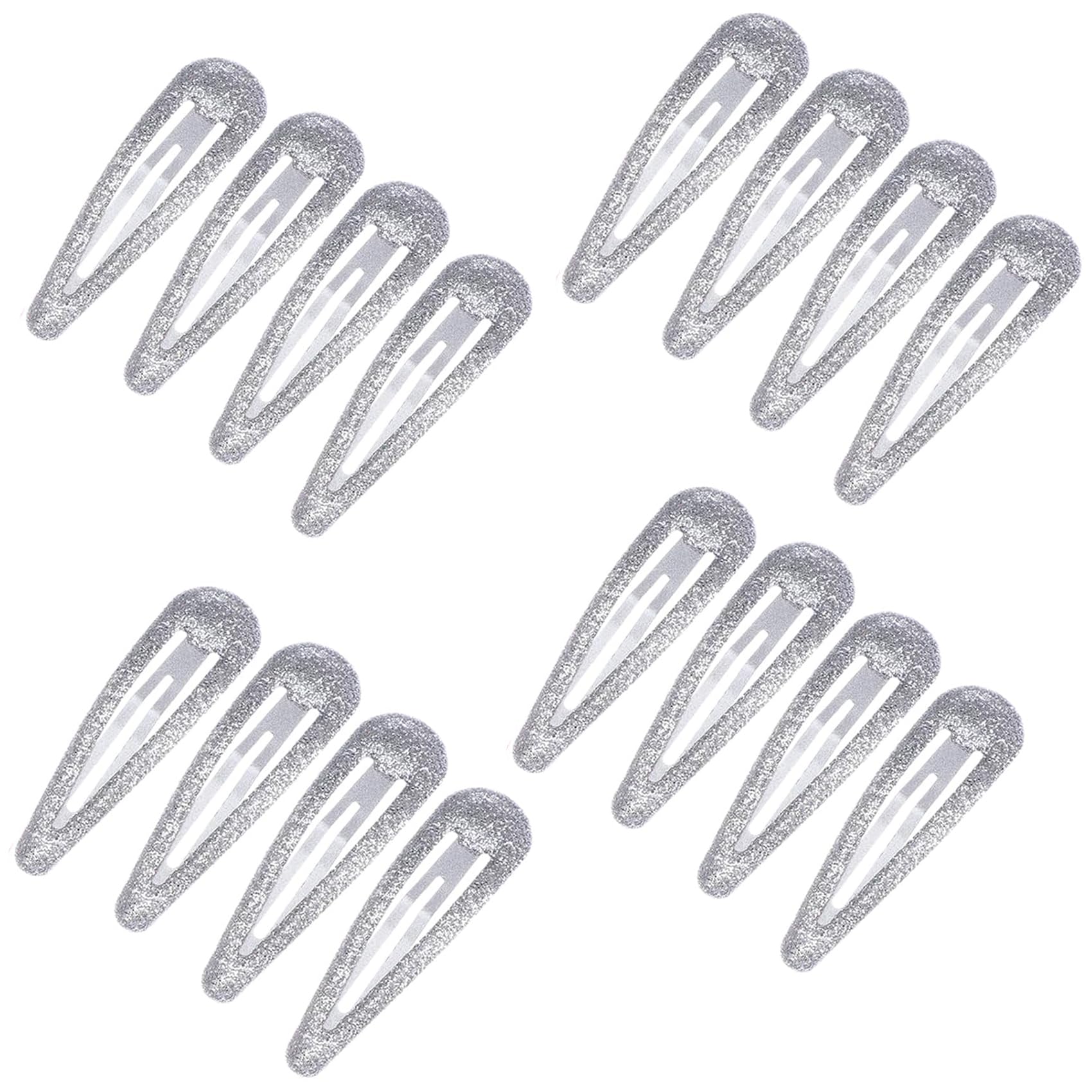 EUZUXU 16 Stück Haarspangen Mädchen, Bunte Glitzer Pailletten Haarspangen, Haarclips Snap Haarklammern in Bonbonfarbe für Mädchen, Kinder und Damen - silbrig weiß *16