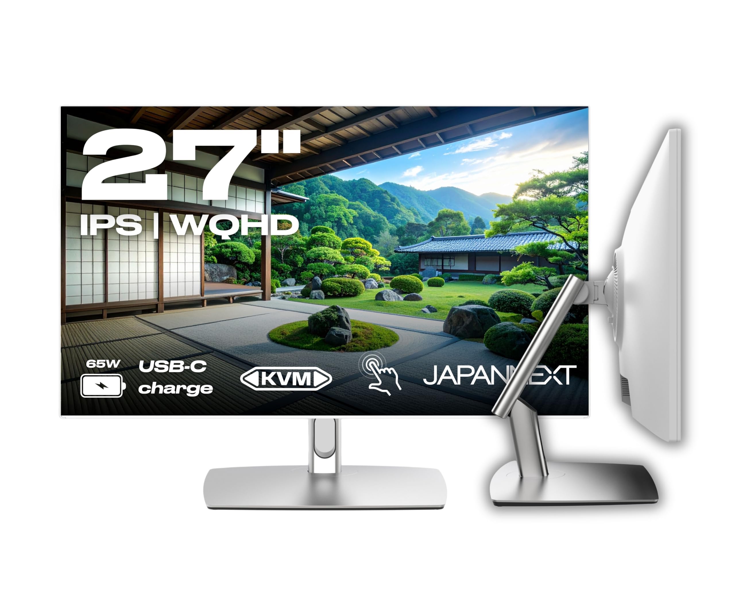 schwenkbarer 27-zoll-ips-monitor weiß mit hdmi-usb-c-anbindung