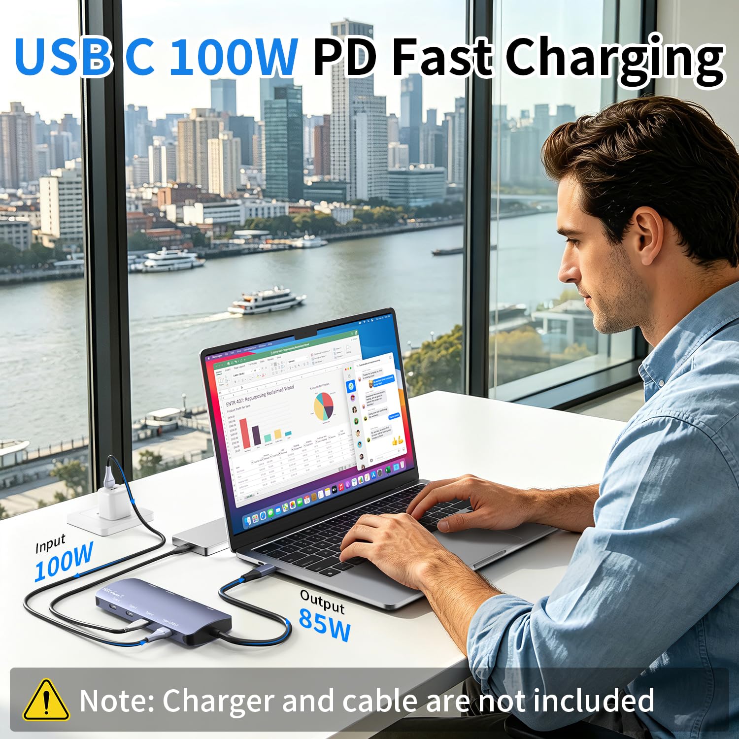 Hub USB-C 8-in-1 con HDMI 4K, 10Gbps USB C Hub con 4K@60Hz Video, 100W PD Ricarica, 7×10Gbps(4×USBC3.2 & 3×USB 3.2), Docking Station per MacBook Pro/Air, iPad Pro, Dell, HP e Altro