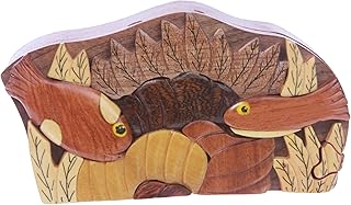 Handcrafted Wooden Fish Shape Secret Jewelry Puzzle Box -Fish
