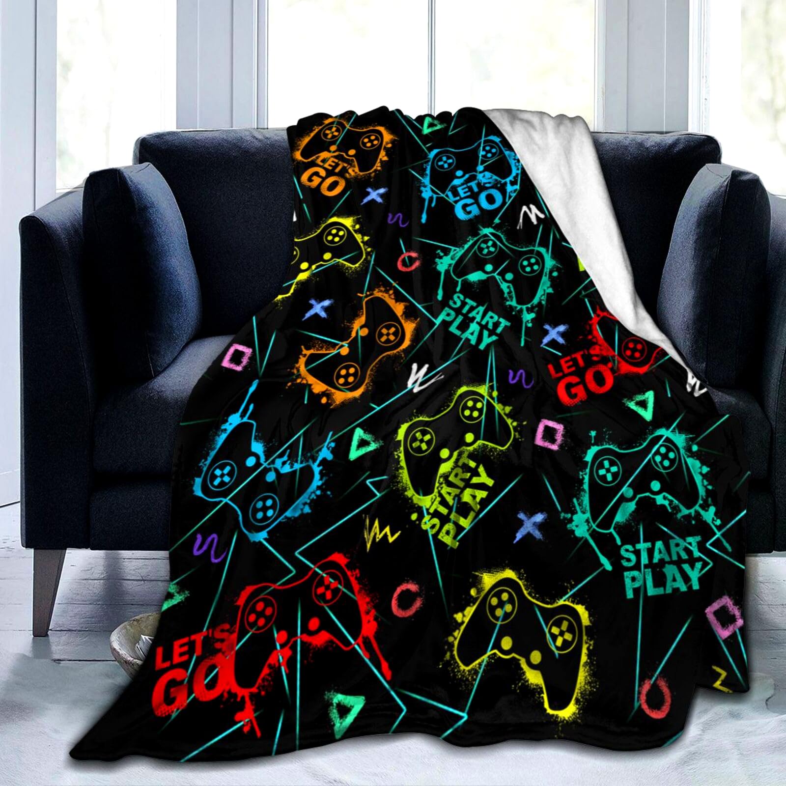 Gaming Blanket Soft Flannel Gamer Throw Blankets Video Games Merch Boys Girls Adults Gifts Home Decor for Sofa Travel 50"x40"