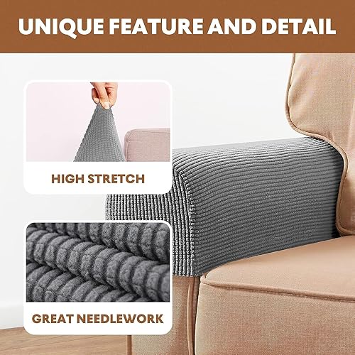 Miniatura 5 de 2 fundas antideslizantes para reposabrazos de sofá, fundas elásticas para sillón, protector elástico para el hogar, oficina, sillón reclinable, sofá