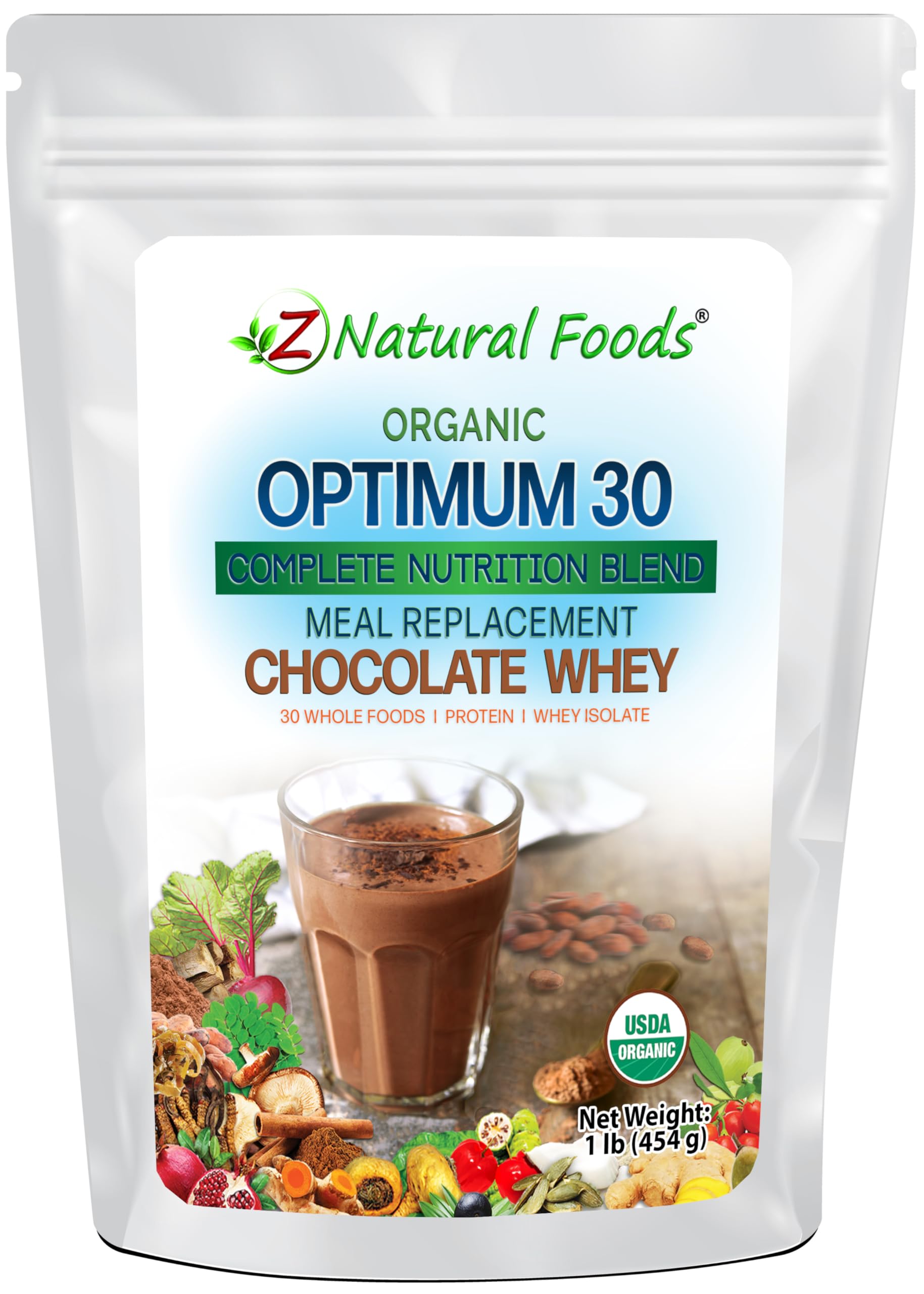 Z Natural Foods Optimum 30 Organic Whey Meal Replacement Powder - Non-GMO
