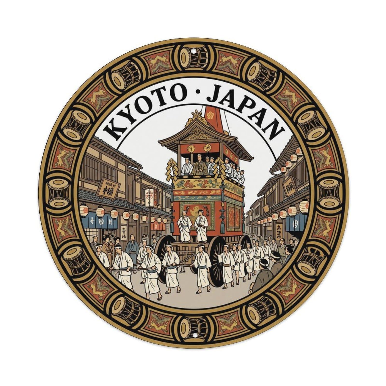 Kyoto Gion Matsuri Float Dark Folk Culture Ritual Metal Tin Sign