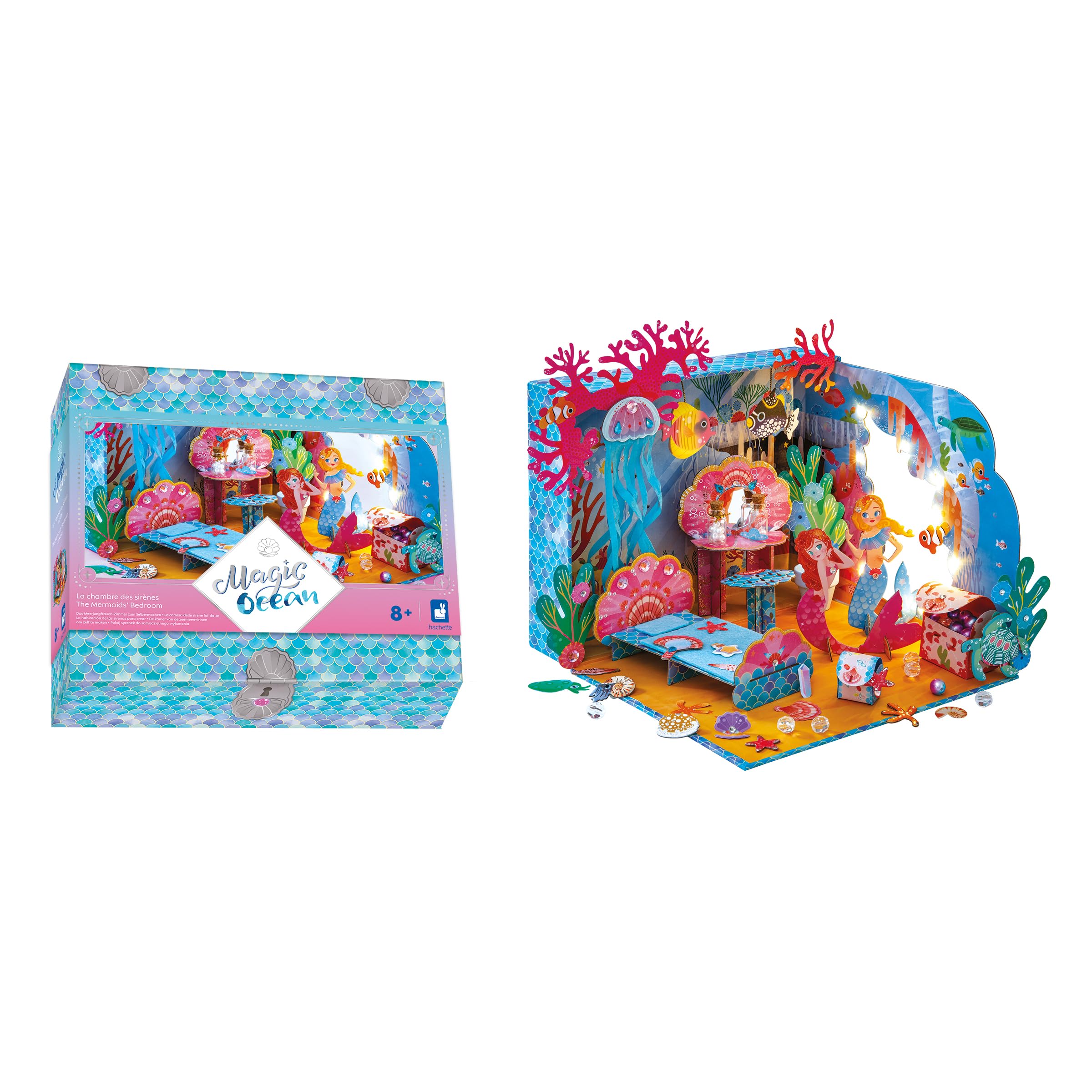 Janod - Magic Ocean - El Cuarto de Las Sirenas - Actividad Manual para Niños - Manualidades Creativas - Decorado para Fabricar - Mundo de la Sirenita - Juego para Niños a Partir de 8 Años - J09139