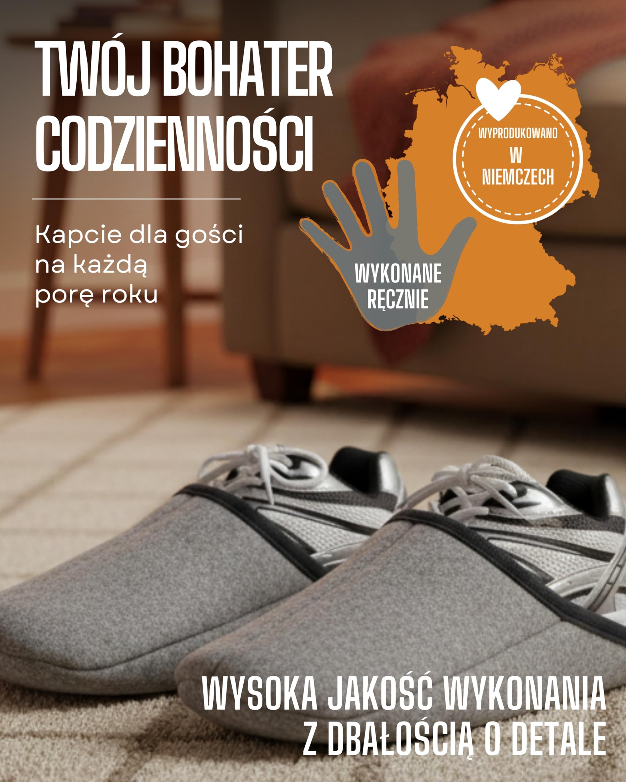 Kapcie do użytku wewnętrznego, muzealne z/pod podeszwą ABS, filcowe kapcie dla rzemieślników, dla odwiedzających chroniące przed brudem i zarysowaniami, prane kapcie dla gości