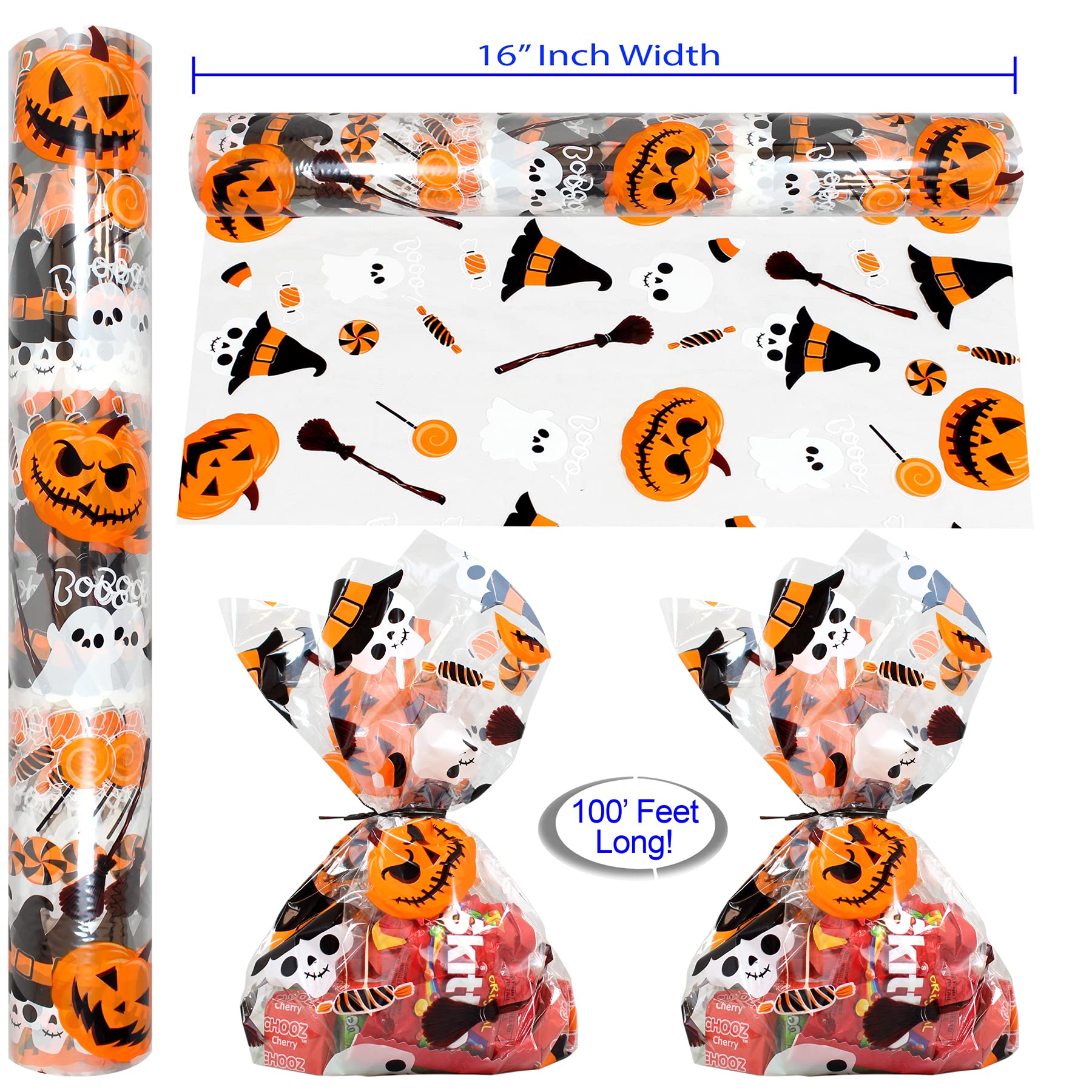 AnapoliZ Sacchetti per dolcetti di Halloween, 100 pezzi (15,2 x 22,9 cm