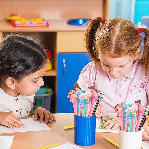 Miniatura 5 de 80 bolígrafos lindos a granel, divertidos bolígrafos de tinta de gel de dibujos animados, bolígrafos de tinta negra para niños, 28 estilos,