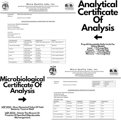 Miniatura 7 de PRISTINE'S Cápsulas de suplemento de berberina  1000 mg suministro para 75 días 150 cápsulas  Apoyo a la salud del corazón y la inmunidad
