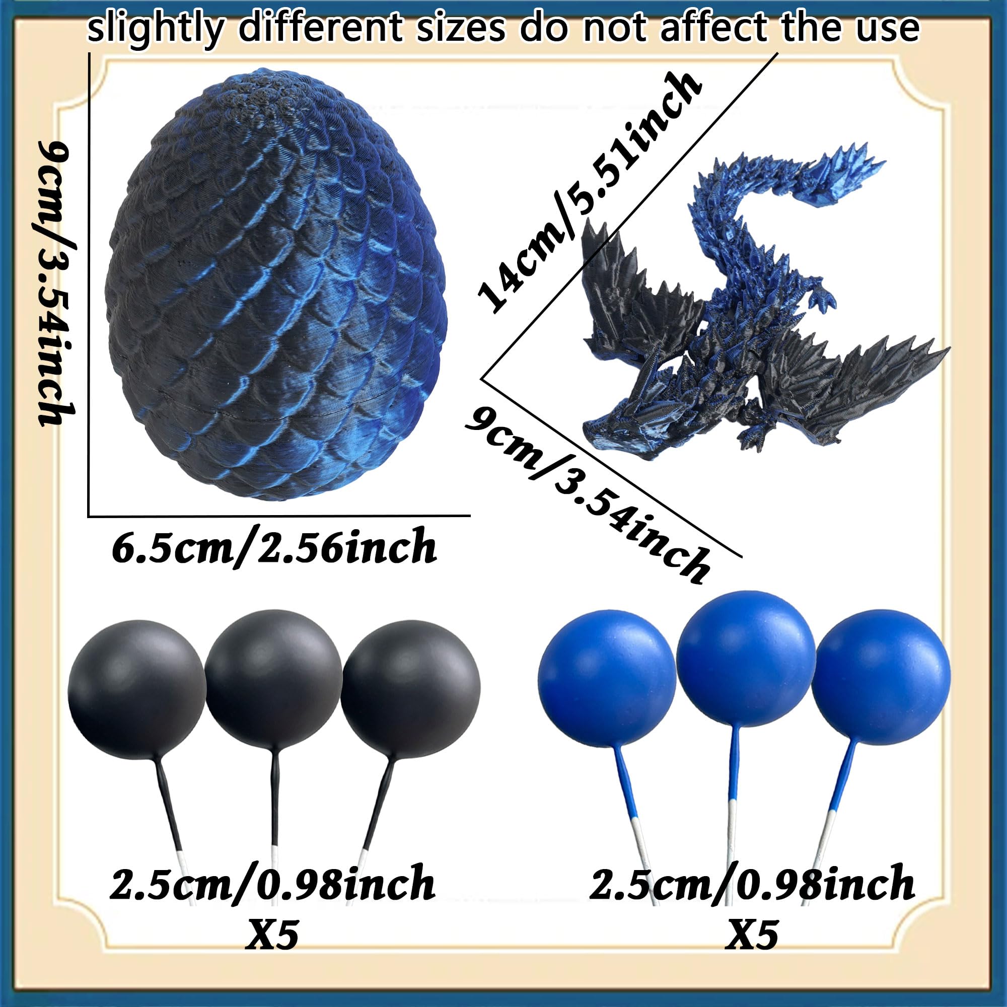 Fantasy Dragon Cake Topper Dragon Eggs Cake Decor Blue Black Balls Cake Decor for Baby Shower Birthday Wedding Party Supplies - Image 2