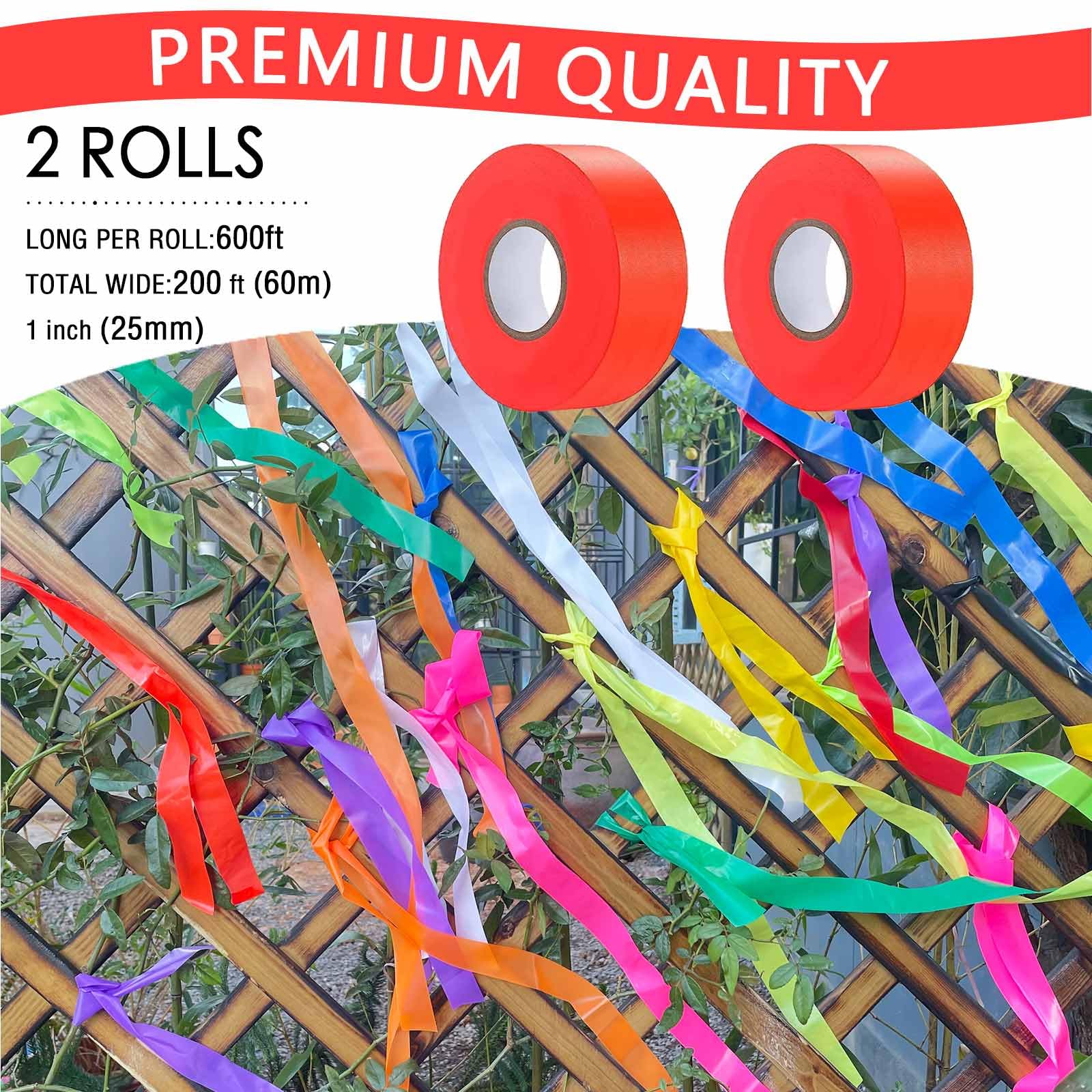 Snapklik.com : 2 Pack Orange Flagging Tape, Non-Adhesive Plastic Ribbon ...
