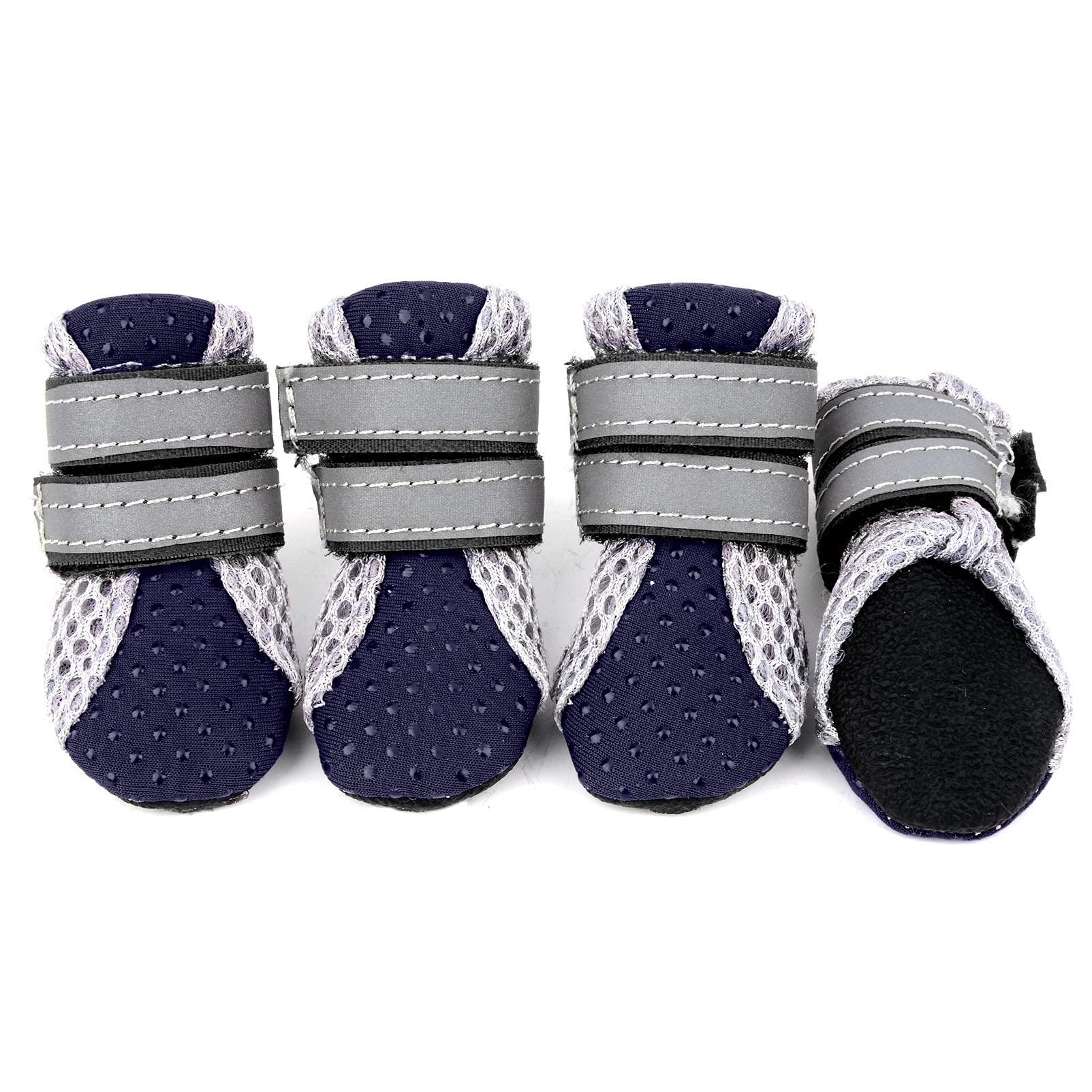 SMALLLEE_LUCKY_STORE Summer Breathable Small Medium Dog Boots Shoes Nonslip Booties Sole Paw Protector for Hardwood Floor Hot Pavement Refective Blue S