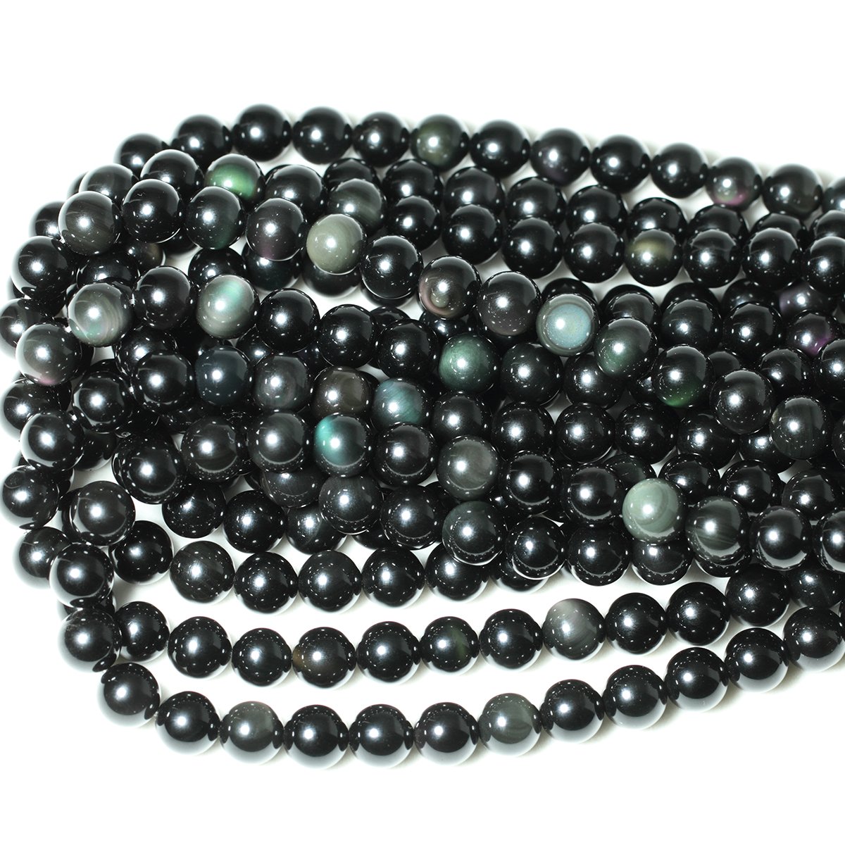 CHEAVIAN 35PCS 10mm Natural Black Obsidian Gemstone Round Loose Beads Crystal Energy Stone Healing Power for DIY Jewelry Making 1 Strand 15"