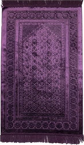 Miniatura 9 de Modefa Alfombra de oración de terciopelo  Alfombra turca de felpa suave Janamaz Sajada para hombres y mujeres  Tapete liso de oración sólido regalo
